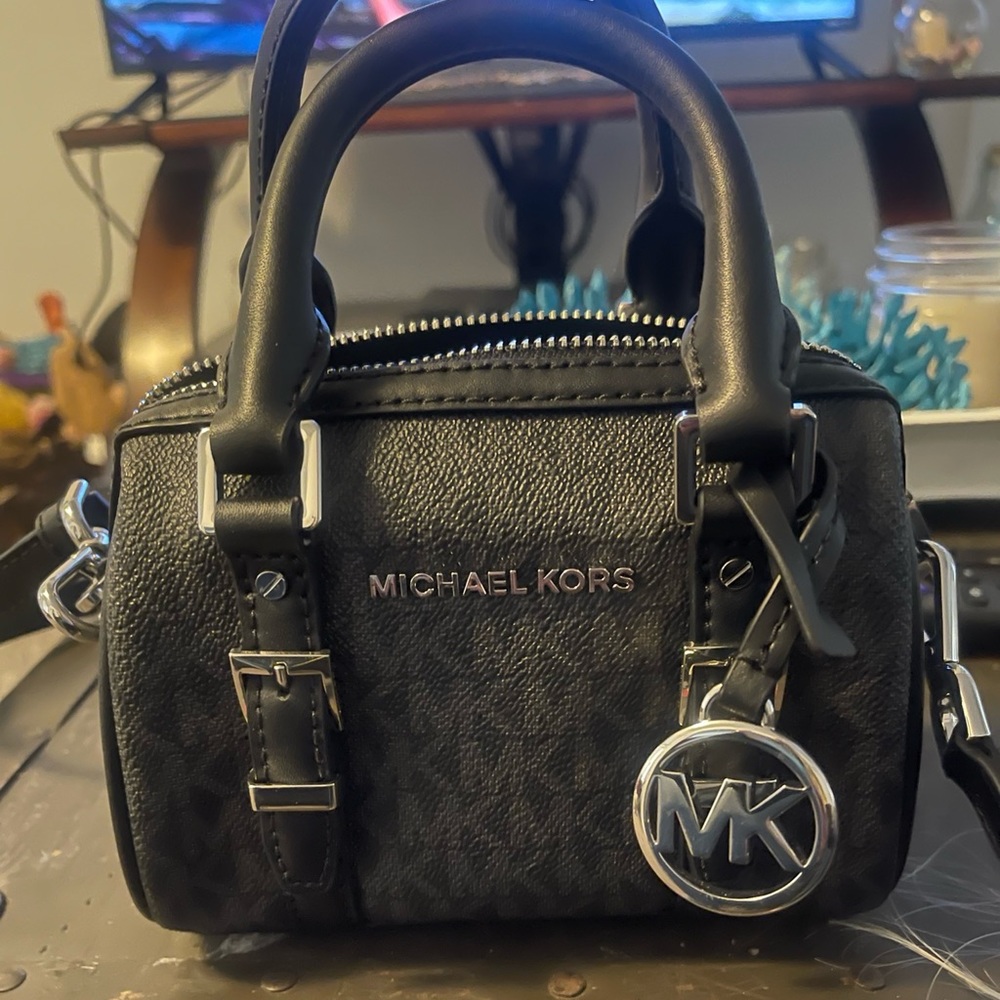 Michael Kors black small leather satchel